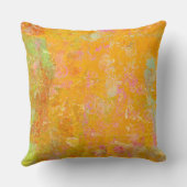 抽象芸術ア絵画ートのオレンジ色の黄色ピンク赤グリーン クッション (裏面)