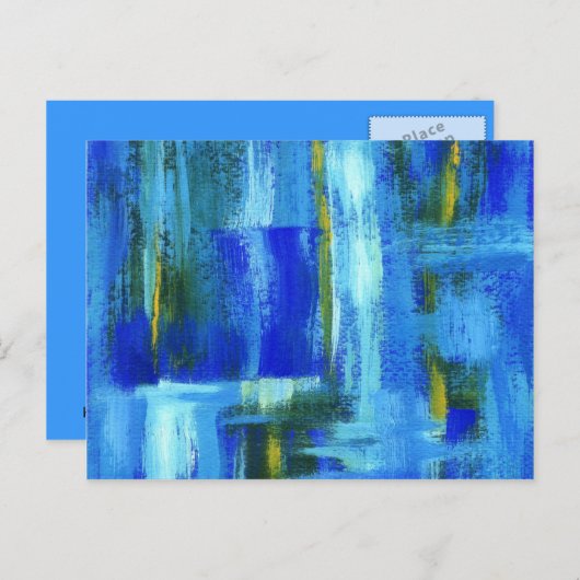 抽象芸術ア絵画ートの青い緑の金ゴールド ポストカード (正面/裏面)