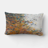抽象芸術ア絵画ートティール(緑がかった色)オレンジホワイト枕 ランバークッション (裏面)