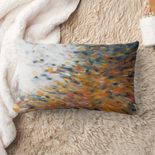 抽象芸術ア絵画ートティール（緑がかった色）オレンジホワイト枕 ランバークッション (ブランケット)