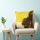 抽象芸術ア絵画ート(ばちゃばちゃ)跳ねるイエローブラウン クッション (椅子)