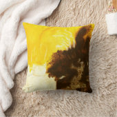 抽象芸術ア絵画ート（ばちゃばちゃ）跳ねるイエローブラウン クッション (ブランケット)