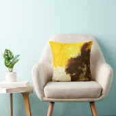 抽象芸術ア絵画ート（ばちゃばちゃ）跳ねるイエローブラウン クッション (椅子)