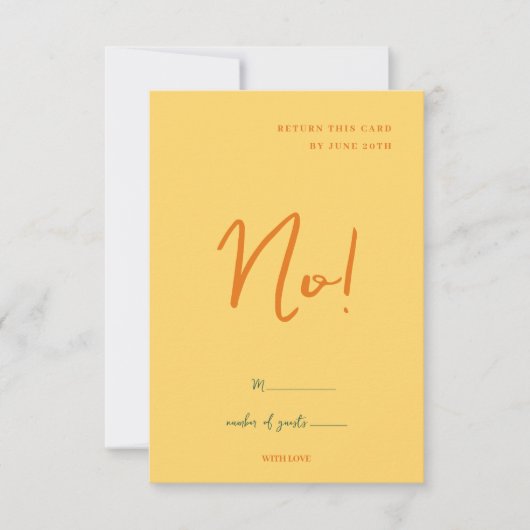 抽象芸術イエローとオレンジのおもしろいカラー結婚ズ 出欠カード (正面)