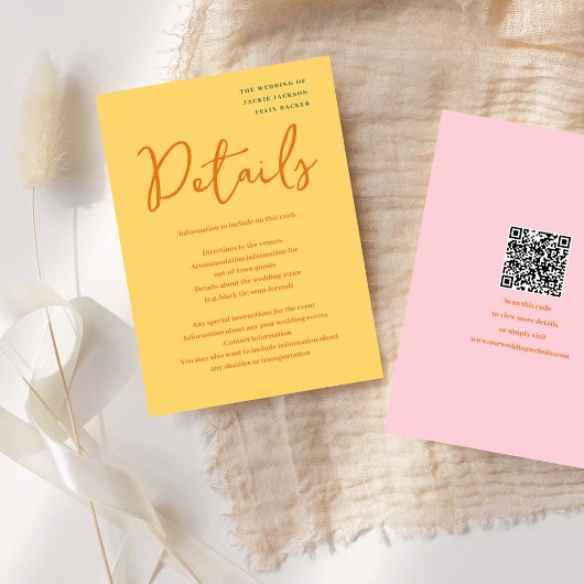 抽象芸術イエローとピンクのおもしろいの色結婚。 エンクロージャーカード