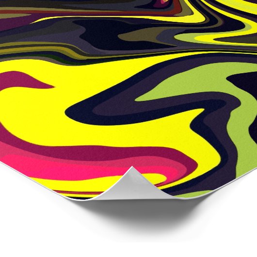 抽象芸術イエローとピンクの渦巻きアート ポスター (角)