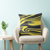 抽象芸術イエローとブラックの渦巻きアート クッション (椅子)