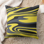 抽象芸術イエローとブラックの渦巻きアート クッション (ブランケット)