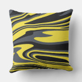 抽象芸術イエローとブラックの渦巻きアート クッション (裏面)