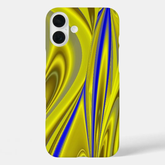 抽象芸術イエローとブルーの金ゴールドで3Dレインボーアート Case-Mate iPhoneケース (裏面)