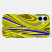 抽象芸術イエローとブルーの金ゴールドで3Dレインボーアート Case-Mate iPhoneケース (裏面 (横))