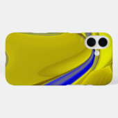 抽象芸術イエローとブルーの金ゴールドで3Dレインボーアート Case-Mate iPhoneケース (裏面 (横))