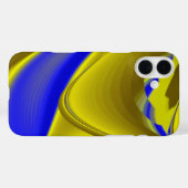 抽象芸術イエローとブルーの金ゴールドで3Dレインボーアート Case-Mate iPhoneケース (裏面 (横))