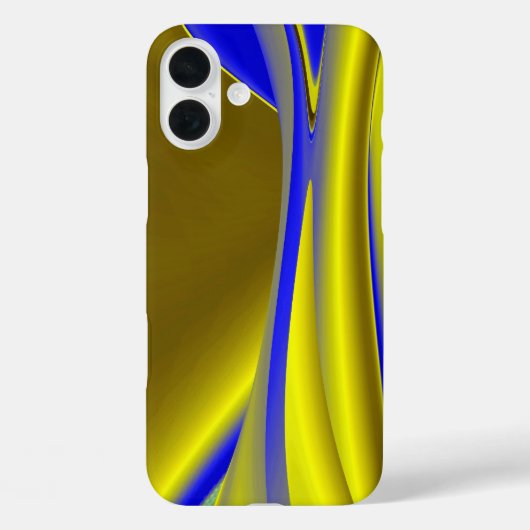 抽象芸術イエローとブルーの金ゴールドで3Dレインボーアート Case-Mate iPhoneケース (裏面)