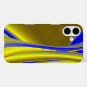 抽象芸術イエローとブルーの金ゴールドで3Dレインボーアート Case-Mate iPhoneケース (裏面 (横))