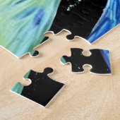 抽象芸術イエローアンドブルーおもしろいアートマンポートレート ジグソーパズル (側面)