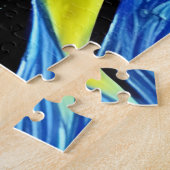 抽象芸術イエローアンドブルーアートマンポートレート ジグソーパズル (側面)