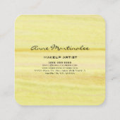 抽象芸術イエローウォーターカラースクウェア スクエア名刺 (裏面)