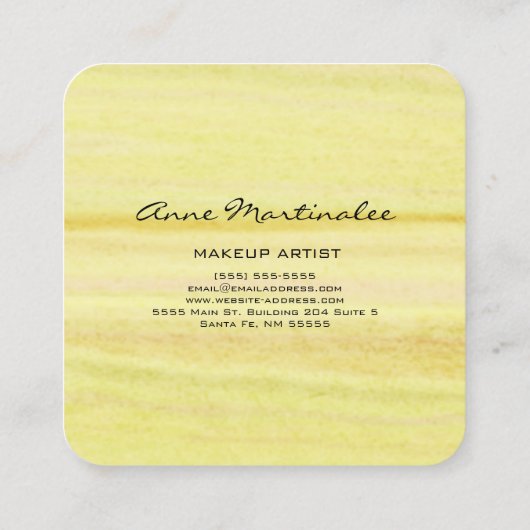 抽象芸術イエローウォーターカラースクウェア スクエア名刺 (裏面)