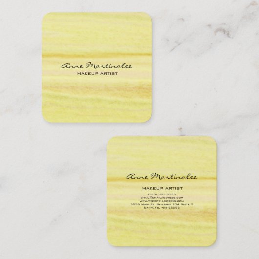 抽象芸術イエローウォーターカラースクウェア スクエア名刺 (正面/裏面)