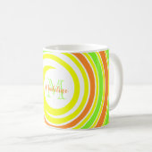 抽象芸術イエローグリーンオレンジスパイラルモノグラム名 コーヒーマグカップ (正面右)