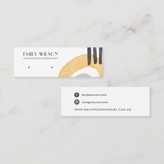 抽象芸術イエローグレースタッドイヤリング表示カード スキニー名刺 (正面/裏面)