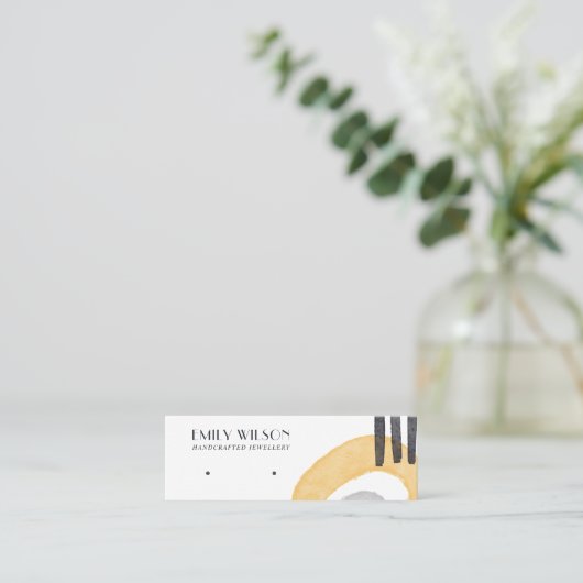 抽象芸術イエローグレースタッドイヤリング表示カード スキニー名刺 (スタンド正面)