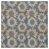 抽象芸術イエローサンフラワーズオンブルー ファブリック (見本)