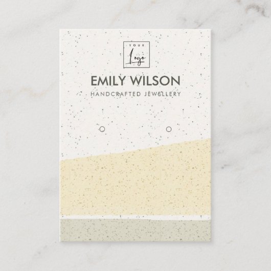 抽象芸術イエローセラミック波イヤリング表示ロゴ 名刺 (正面)