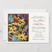 抽象芸術イエローデイジーフローラ結婚アート 招待状 (正面)