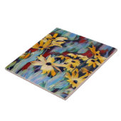 抽象芸術イエローデイジー花フローラ園 タイル (側面)