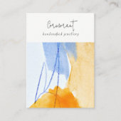 抽象芸術イエローブルーアートウォーターカラー空白のジュエリー 名刺 (正面)