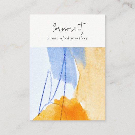 抽象芸術イエローブルーアートウォーターカラー空白のジュエリー 名刺 (正面)