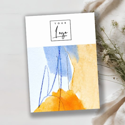 抽象芸術イエローブルーアートロゴヘアピンディスプレイ 名刺