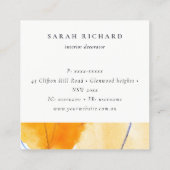 抽象芸術イエローブルーウォーターカラーアートありがとう スクエア名刺 (裏面)