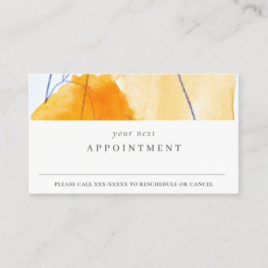 抽象芸術イエローブルーウォーターカラーアートアポイントメント 名刺 (正面)