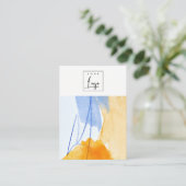 抽象芸術イエローブルーウォーターカラーロゴ空白のジュエリー 名刺 (スタンド正面)