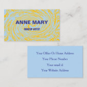 抽象芸術イエローブループロフェッショナルメイクアップアーティスト 名刺 (正面/裏面)