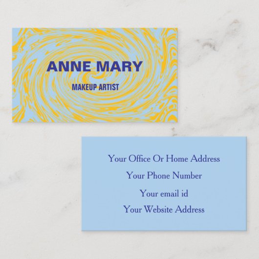 抽象芸術イエローブループロフェッショナルメイクアップアーティスト 名刺 (正面/裏面)