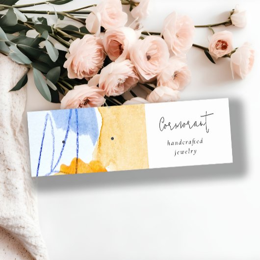 抽象芸術イエローブルー芸術的イヤリングスタッドホルダー スキニー名刺