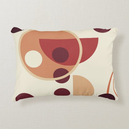 抽象芸術イエローベージュの茶色の円アクセント枕 アクセントクッション (正面)