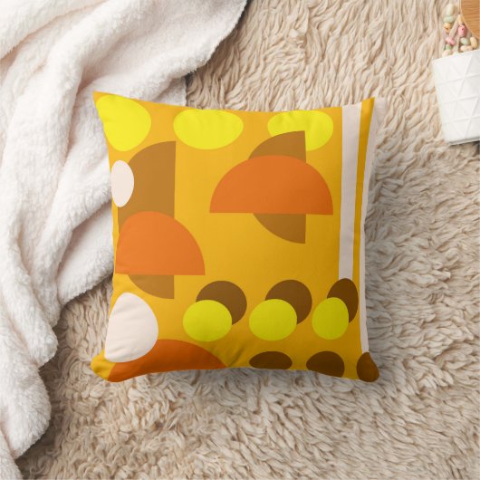 抽象芸術イエローベージュブラウン クッション (ブランケット)