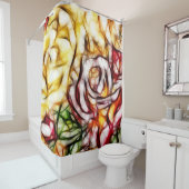 抽象芸術イエローライトバラ芸術的フローラグロー シャワーカーテン (インサイチュ)