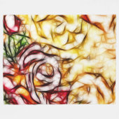 抽象芸術イエローライトバラ芸術的フローラグロー フリースブランケット (正面(横))
