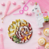 抽象芸術イエローライトバラ芸術的フローラグロー ペーパープレート (パーティー)