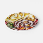 抽象芸術イエローライトバラ芸術的フローラグロー ペーパープレート (アングル)