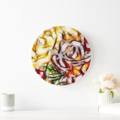 抽象芸術イエローライトバラ芸術的フローラグロー ラージ壁時計 (ホーム)