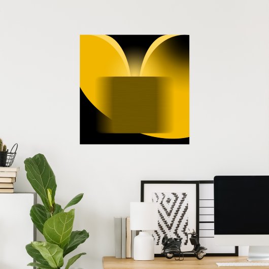 抽象芸術イエローラグジュアリー、ブラックAP0004 ポスター (ホームオフィス)