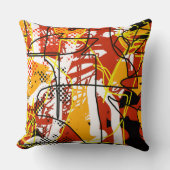 抽象芸術イエローレッドアート クッション (正面)