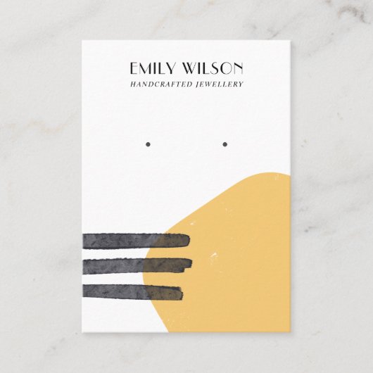 抽象芸術イエロー形状スタッドイヤリング表示カード 名刺 (正面)